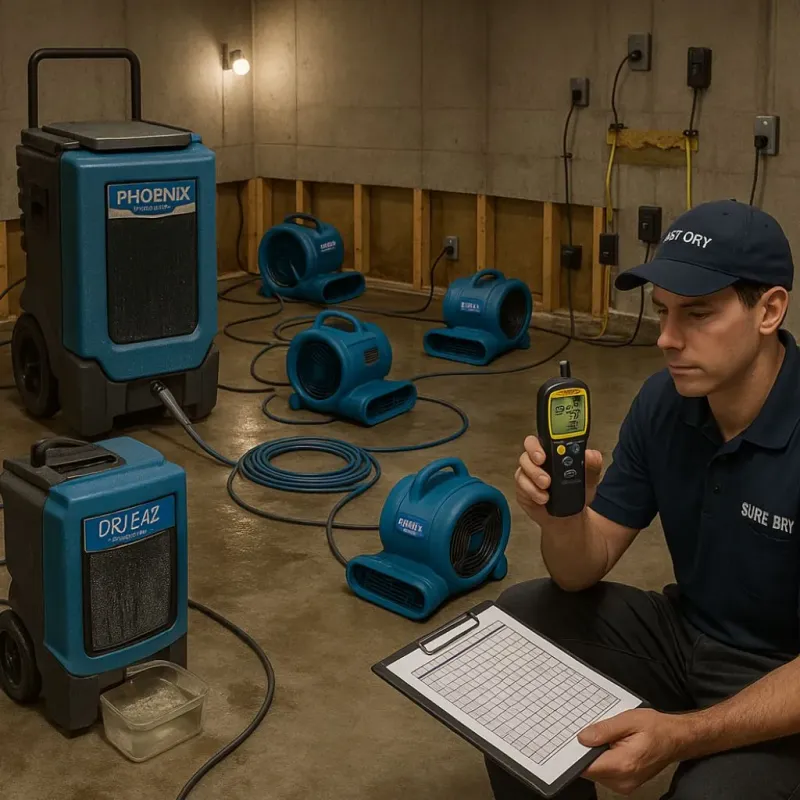 Structural Drying and Dehumidification process in Holly Ridge, NC